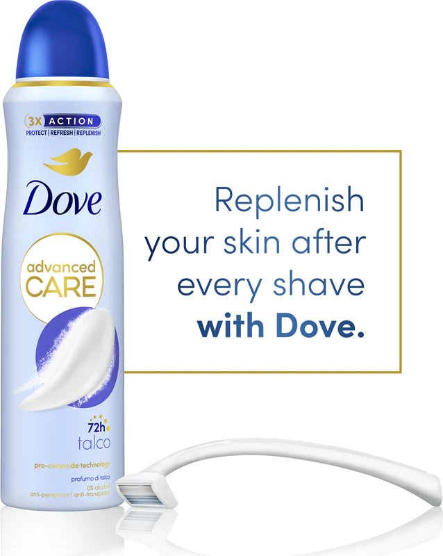 Dove Advanced Care Talco spray desodorante