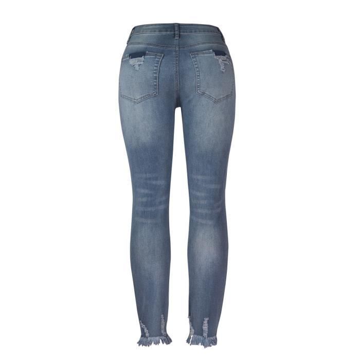 Pantalones vaqueros ajustados para mujer FUNMOON - Cintura alta - Azul