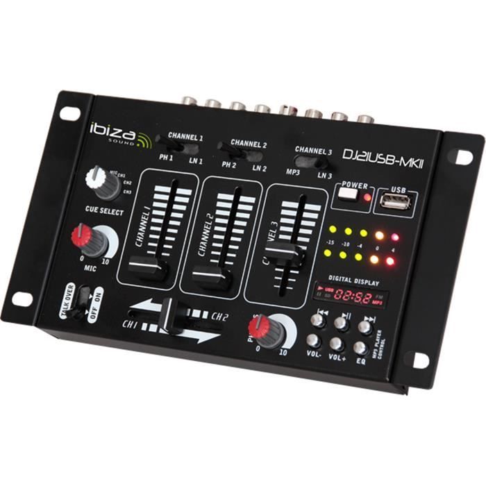 IBIZA DJ21USB-MKII 4-channel/7-channel mixer + USB - Black