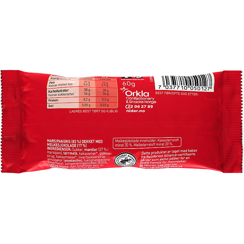 Nidar Julmarsipangris 60 g/choklad Nidar