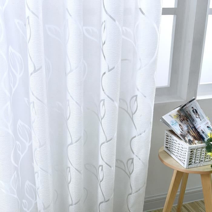 Juego de 2 cortinas transparentes - Decoración del hogar - 100 x 250 cm - Blanco