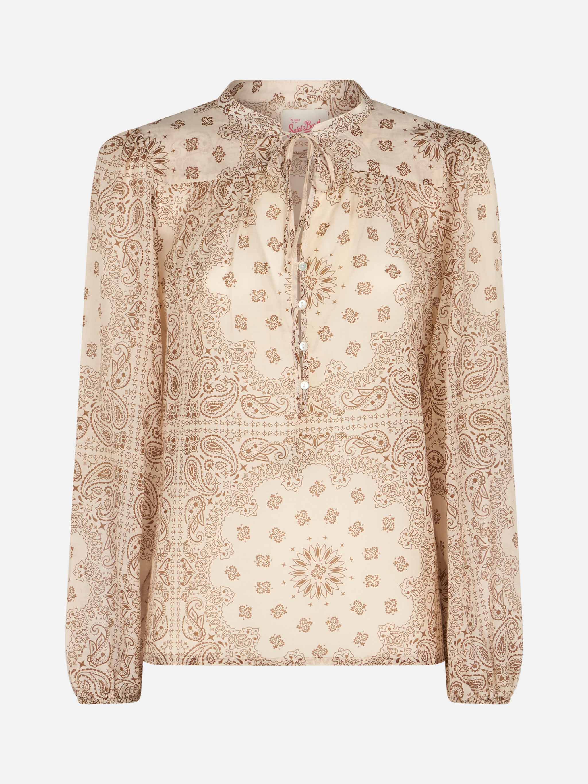 Harper damesblouse van zijden voile met bandana-print