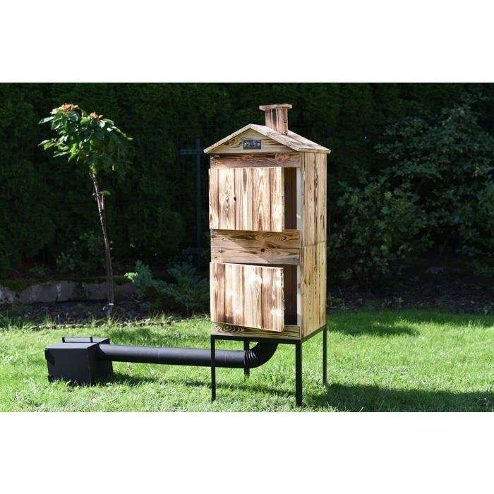 Defumador modular de abeto 2 x 50 cm, defumador tradicional a lenha para jardim, sem tratamento, com câmara de combustão grande ADGO