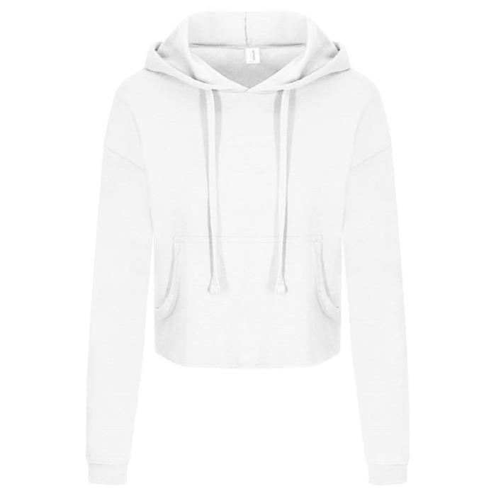 Sweat court à capuche pour femme - JH016 - blanc - AWDIS - Manches longues - Col capuche