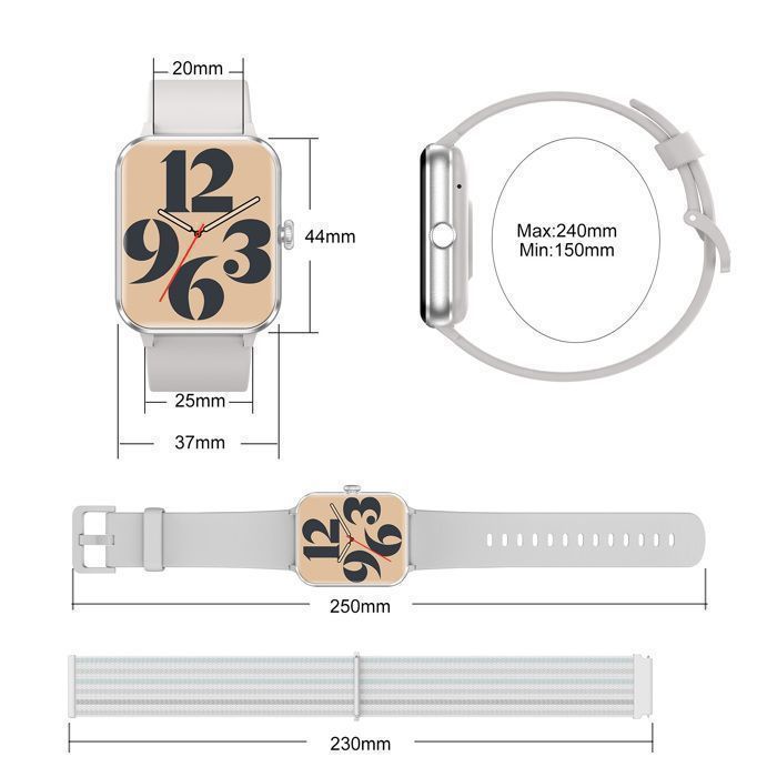 Smartwatch per uomo e donna con chiamate Bluetooth, contapassi, cardiofrequenzimetro, misuratore di ossigeno nel sangue, impermeabile IP68, compatibile con iPhone e Android.