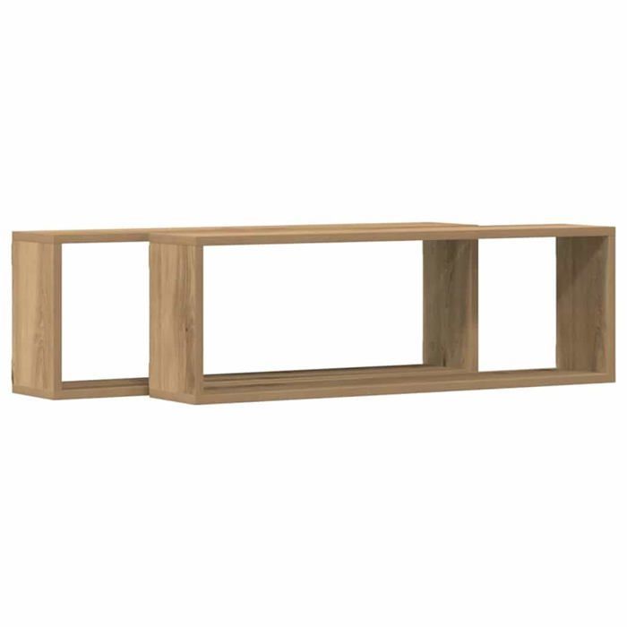 Étagère murale en bois d'ingénierie - vidaXL - 80x15x26 cm - Chêne artisanal - 2 pièces - Montage mural - Durable