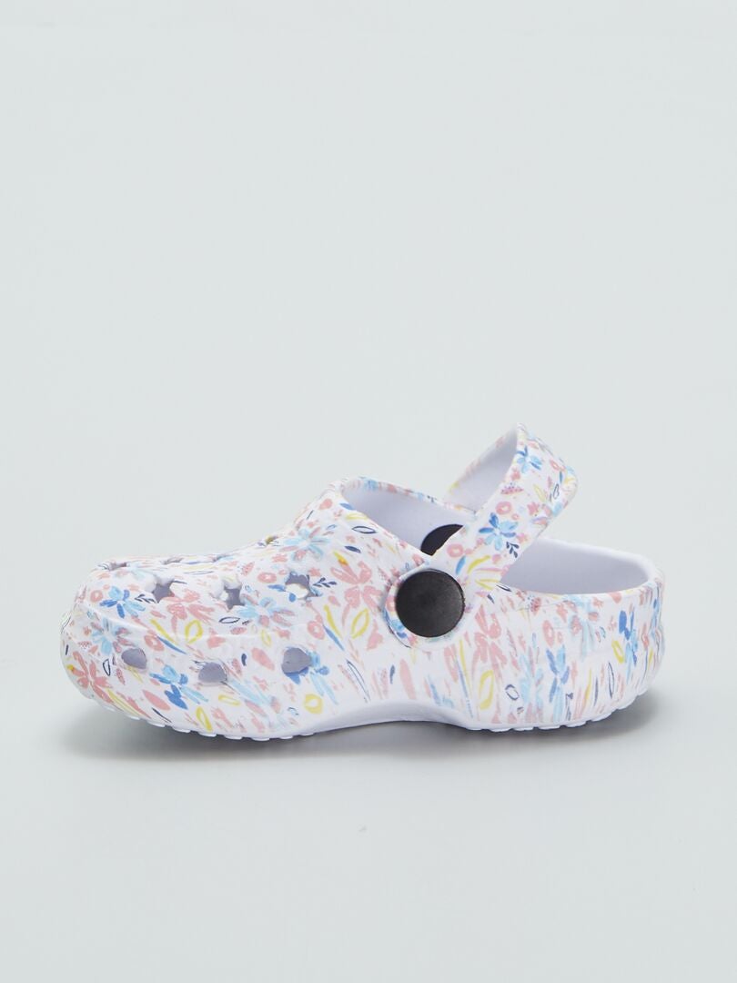 Zuecos con estampado floral - BEIGE