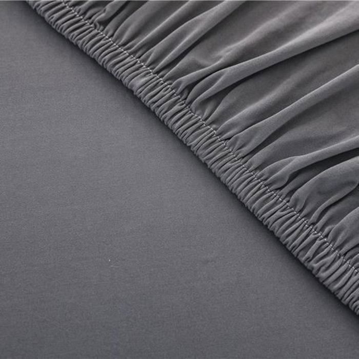 Funda para sofá esquinero en forma de L - Poliéster - Gris - 3+2 plazas - Lavable