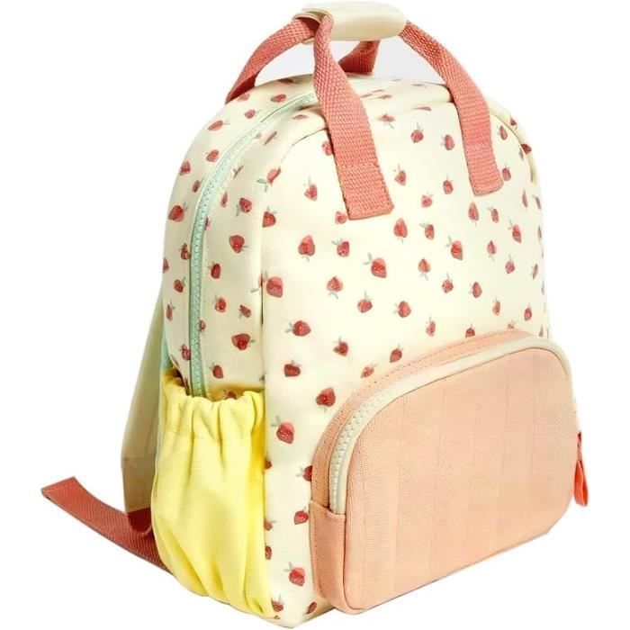 Sac à dos - MARQUE - Modèle - Imprimé fraise rose - 28 x 23 x 9 cm - Rembourré pour enfant