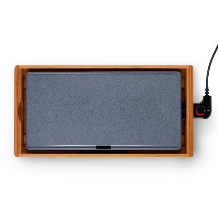 Chapa de bambu com revestimento cerâmico - LIVOO - DOC322 - 2200W - Placa removível de alumínio fundido - Termostato ajustável