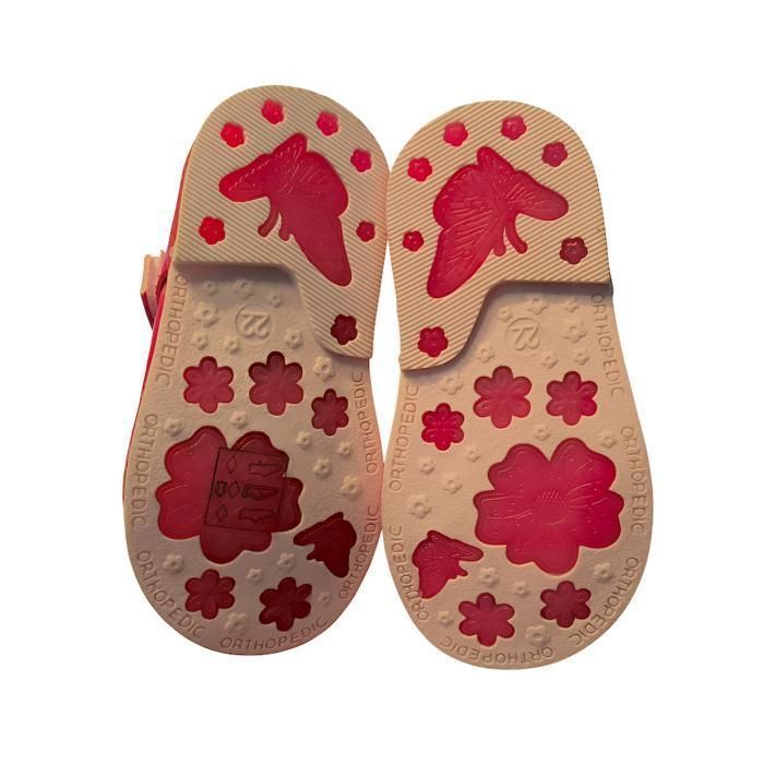 Chaussures - Enfant - Fille - Salomés - Babies - Cuir - Verni - Rose - Fuchsia - Motif Fleur - Pointure du 21 au 26