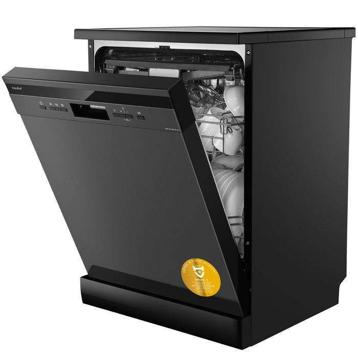 COMFEE Lave-Vaisselle Pose Libre 60cm, 49dB avec 12 couverts, Hygiene Lavage, Dpart Diffr, Demi-Charge - Noir Energy Class D