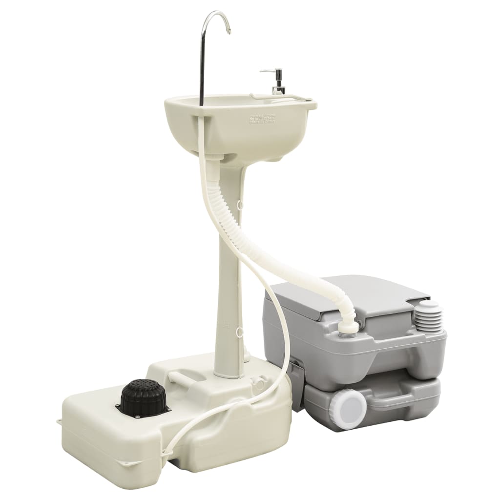 Juego Inodoro Con Lavabo Y Depósito Agua Portátil Para Camping Vidaxl 41,5 X 36,5 X 30 Cm