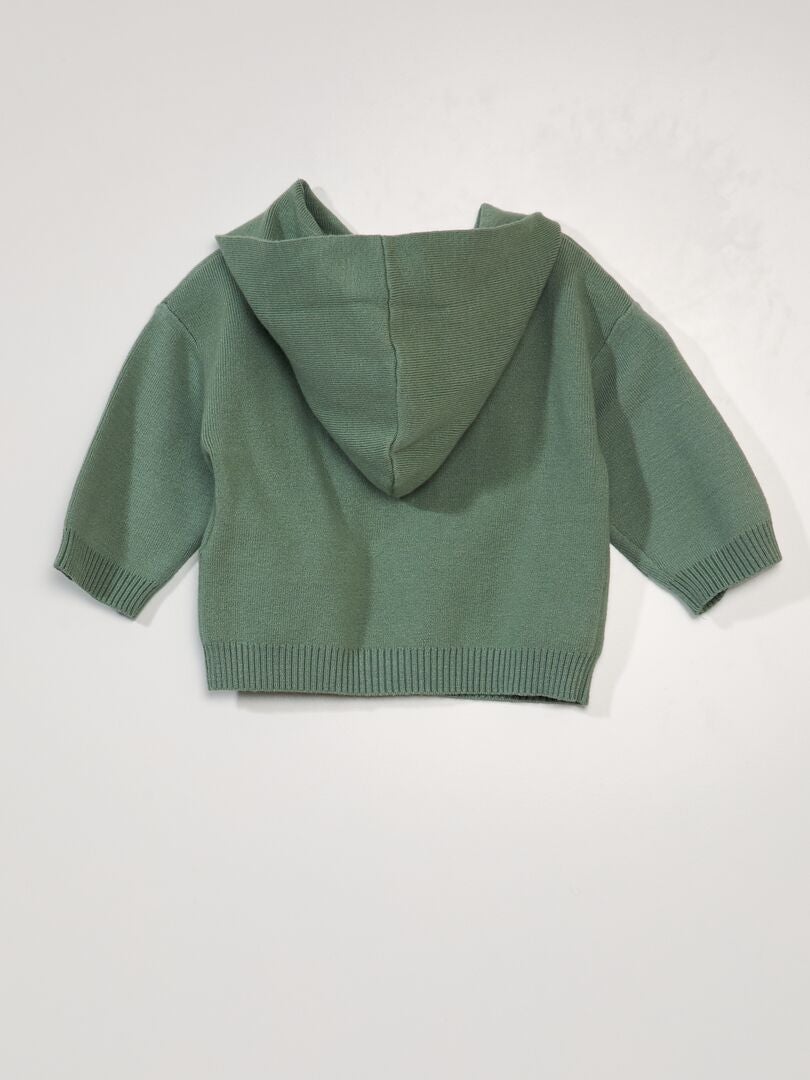 Suéter de tricô com capuz - Verde