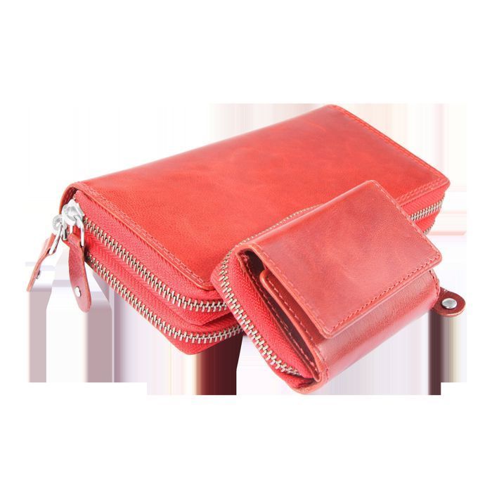 Cartera - JUST - Formato horizontal - Piel de cabra - RFID - Roja