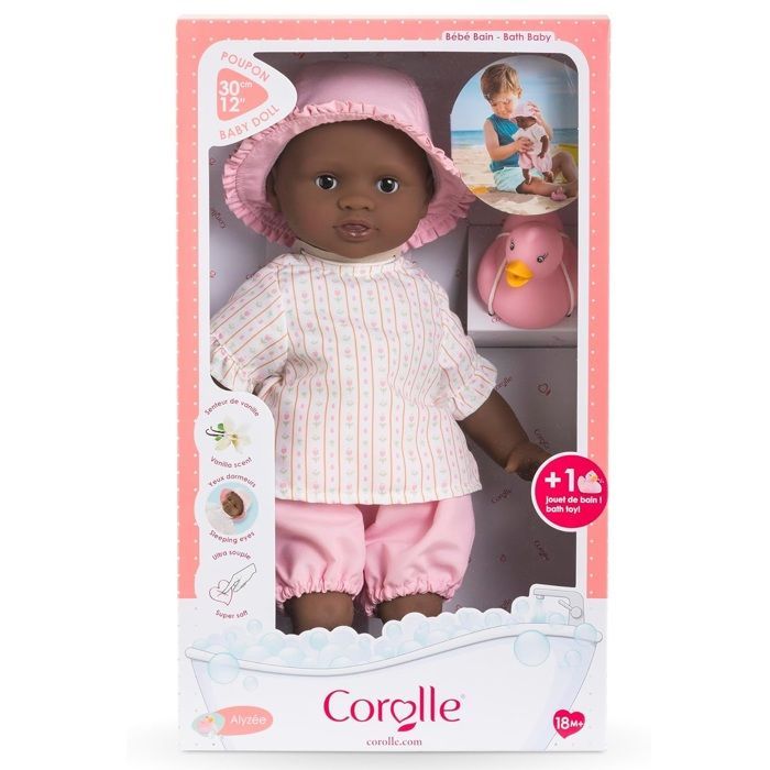 Doll - COROLLE - Alyzée Tulips Baby Bath - 30 cm - Real scented vinyl bath doll - Bath duck included