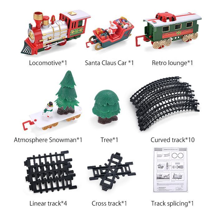 SALUTUYA Tren eléctrico navideño para niños, juego clásico de compartimentos ferroviarios, actividades y juegos.