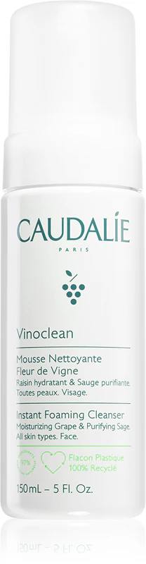 Espuma de limpeza Caudalie Vinoclean para todos os tipos de pele.