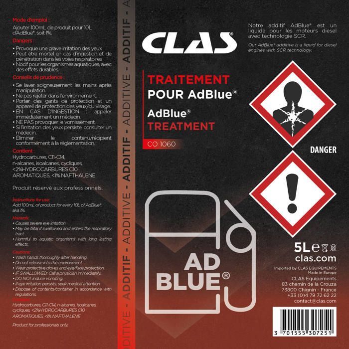 Bidon 5L anti-crystallising additive AdBlue - CO 1060 - CLAS Equipements
