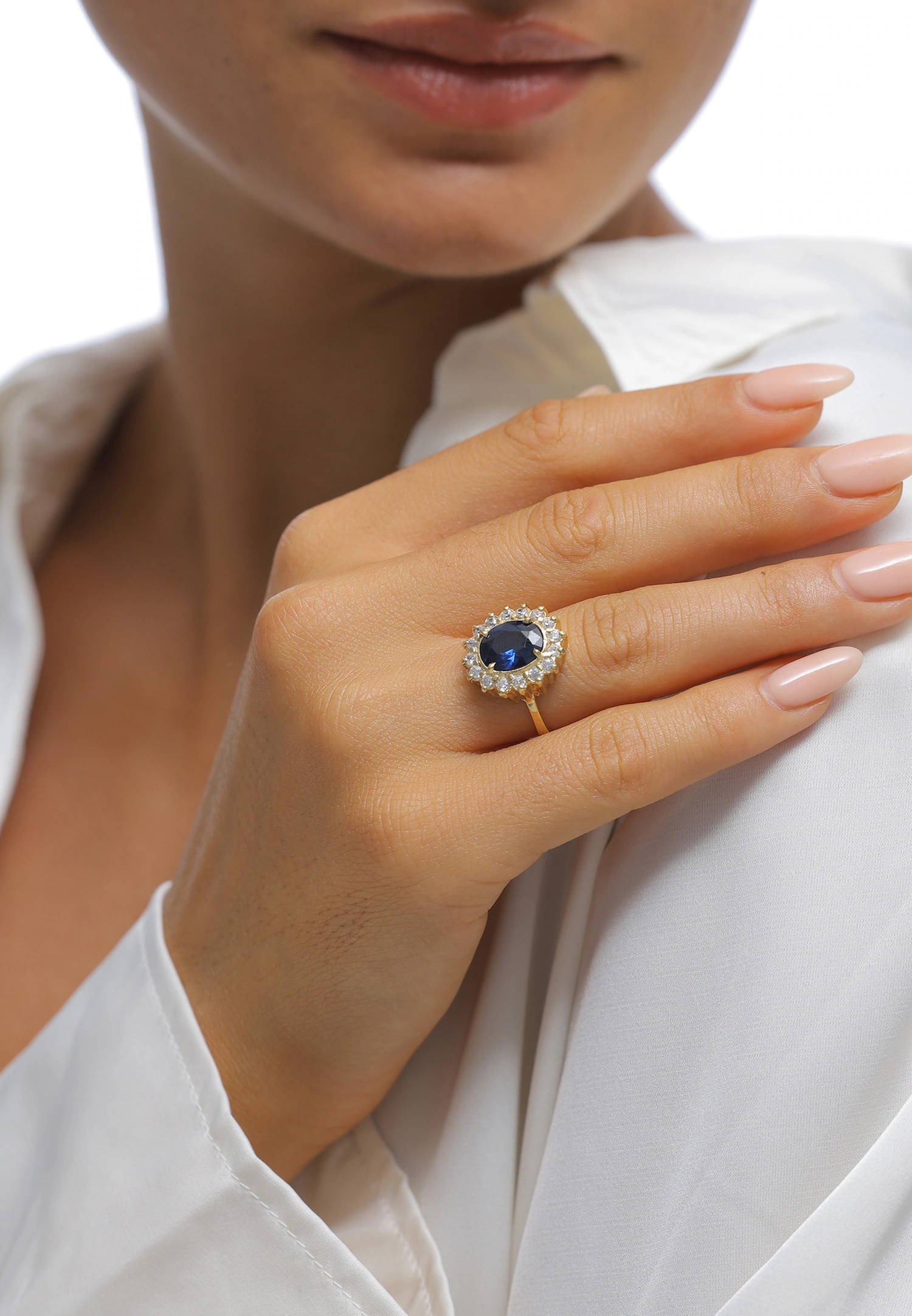 Elli Femmes Cocktail Royal avec Saphir Synthétique et Zirconium en Argent Sterling 925