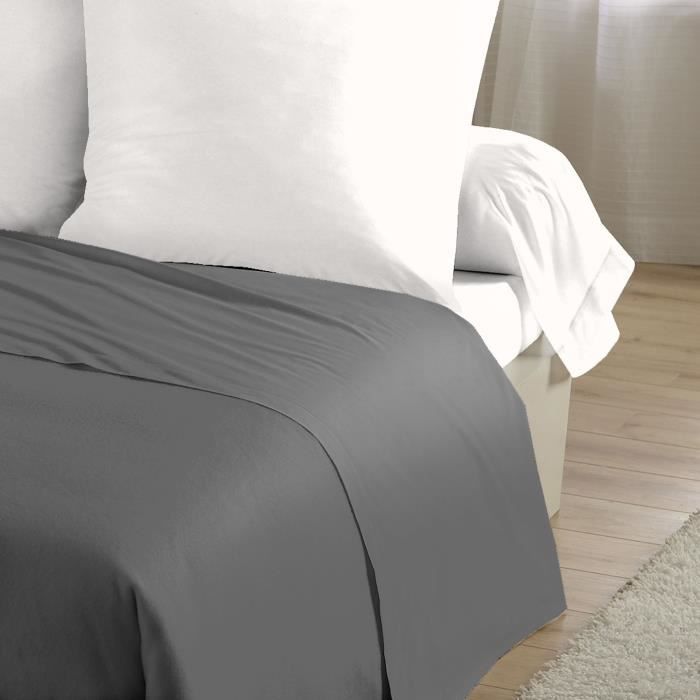 Sábana plana - HOME LINGE PASSION - microfibra de 82 g - 240 x 300 cm - Antracita