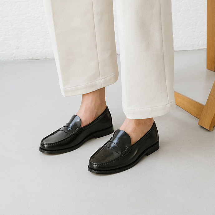 Mocassins  en cuir glacé noir