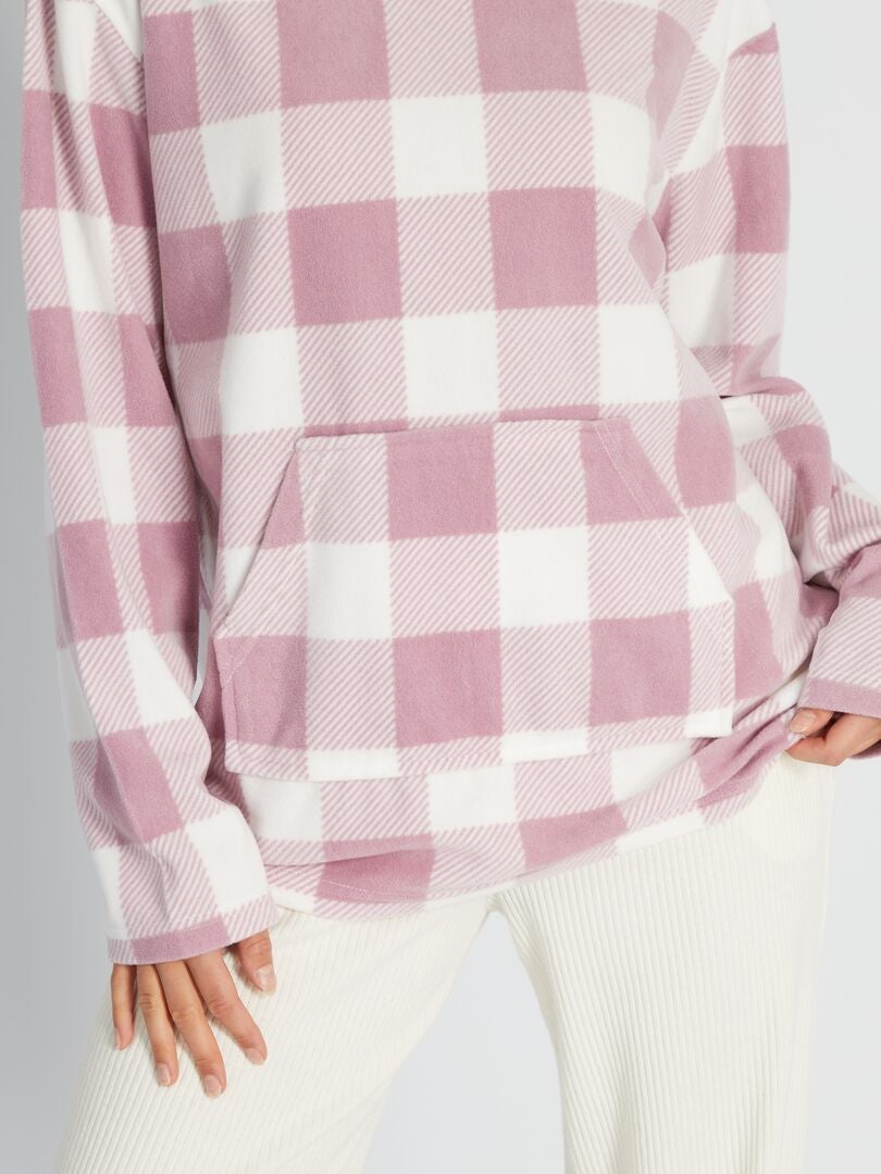 Parte superior de pijama de franela - blanco/rosa