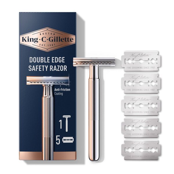Sistem za britje King C. Gillette Double Edge Safety Razor<br>Vključuje 5 rezil