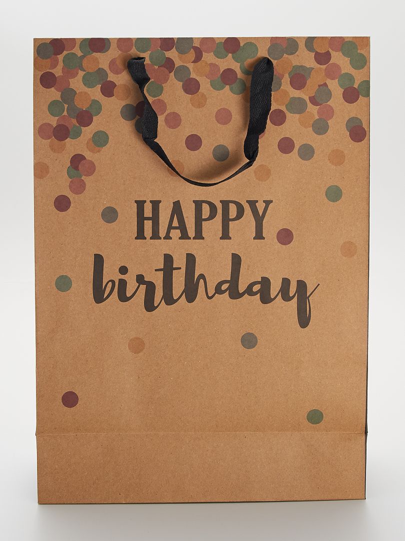 Bolsa de regalo de feliz cumpleaños - Marrón