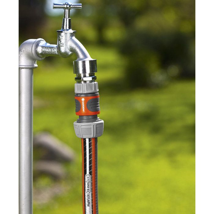 Connettore rapido per tubo GARDENA - Adatto per tubi di diametro 19 mm - Attacco con 1 clic - Impugnatura ergonomica