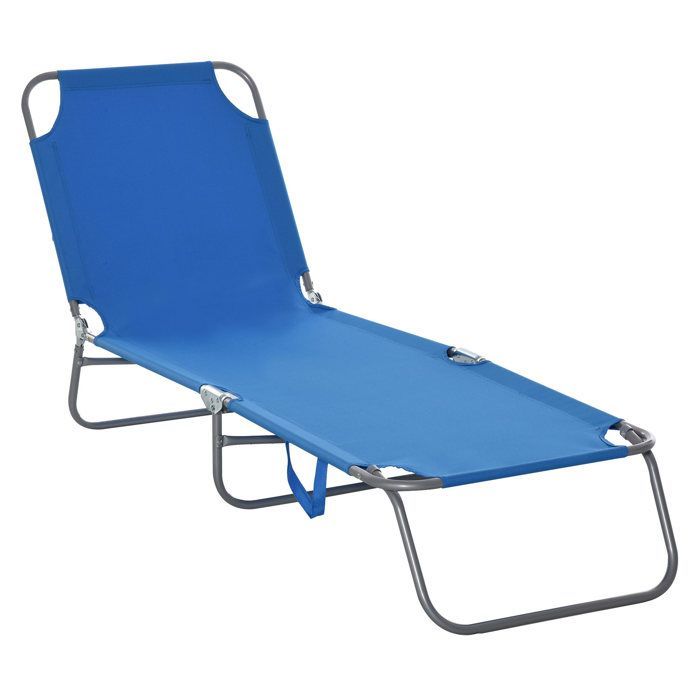 Outsunny - chaise longue - tumbona - Metal - 187x55x24cm - Azul