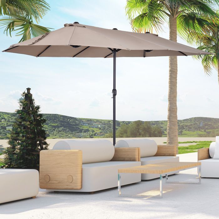 Outsunny - Parasol - Staal - 460x270x240cm - Bruin