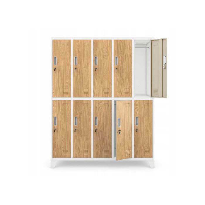 JAN NOWAK Metal locker cabinet for schools and changing rooms BARTEK White / Golden Oak