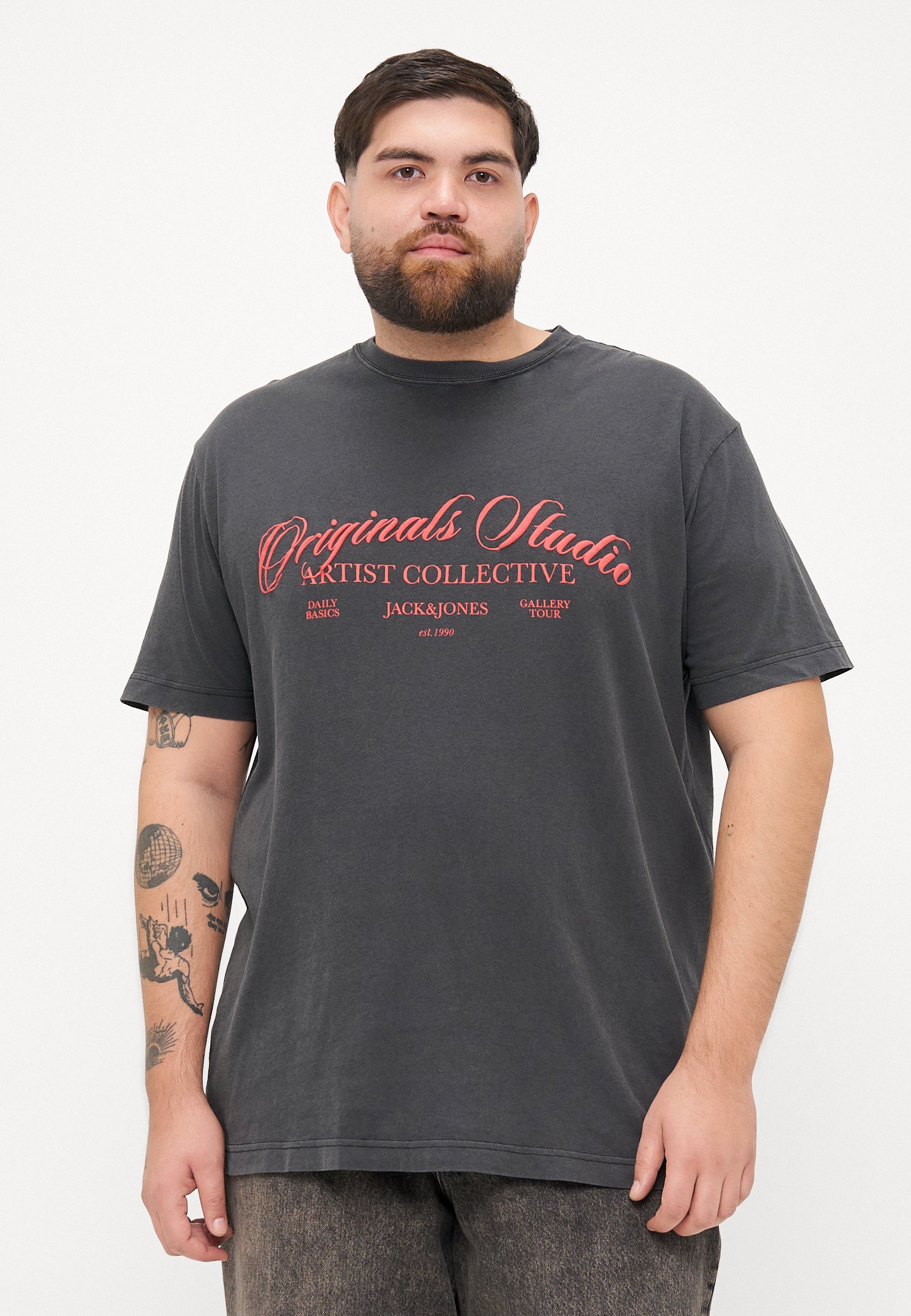 T-shirt Jack & Jones JORINWOOD WASH à col rond - Imprimé - Noir