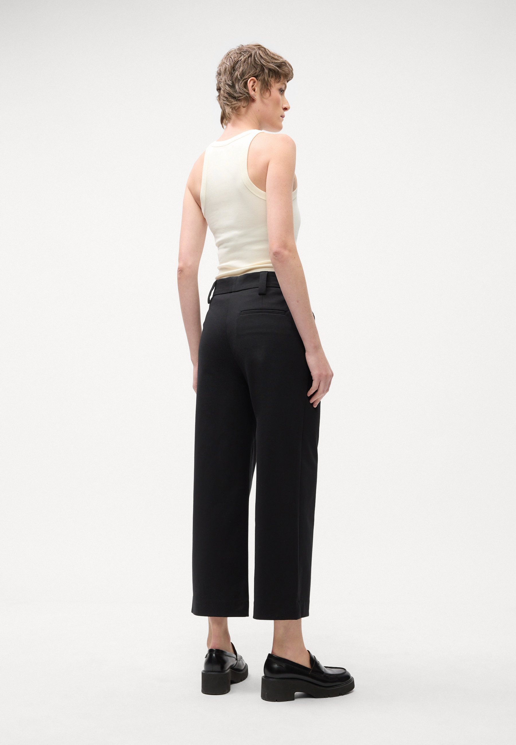 Marc O'Polo Broek met gemiddelde taille, wijde pijpen en cropped model - Broek - zwart