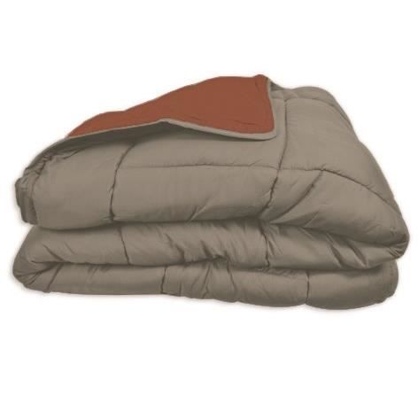 CALGARY - Edredom de Microfibra Quente 400g/m² - Cinza Pebble e Marrom Gengibre - 140 x 200 cm