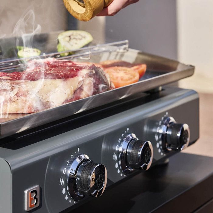 Plancha gaz Silvia IIG 3 feux inox – Brasero By Favex - 7,5 kW – plaque inox 5 mm – 67 x 34 cm – 8 à 10 convives