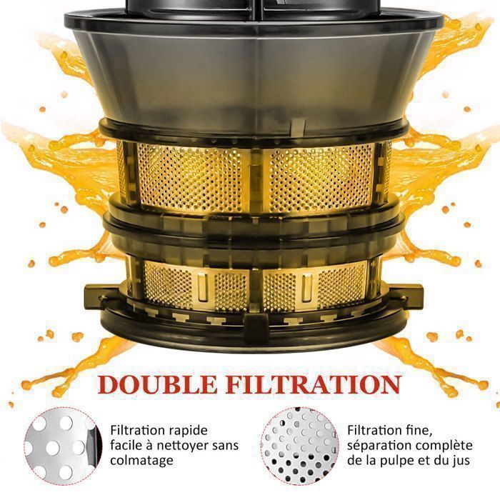 Extracteur de Jus de Fruits et Légumes Vertical, 120mm Machine à Jus avec 2 Tasses et Brosse, 800W et Capacité de 1.5 L