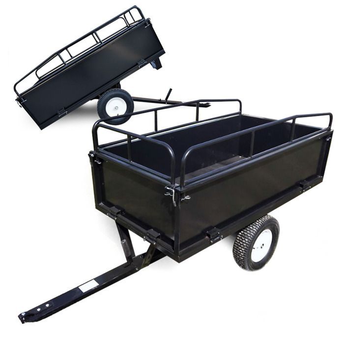 Remolque basculante Wiltec sobre ruedas – 200 x 78 x 94,5 cm – con pasamanos y paneles laterales desmontables – Enganche universal