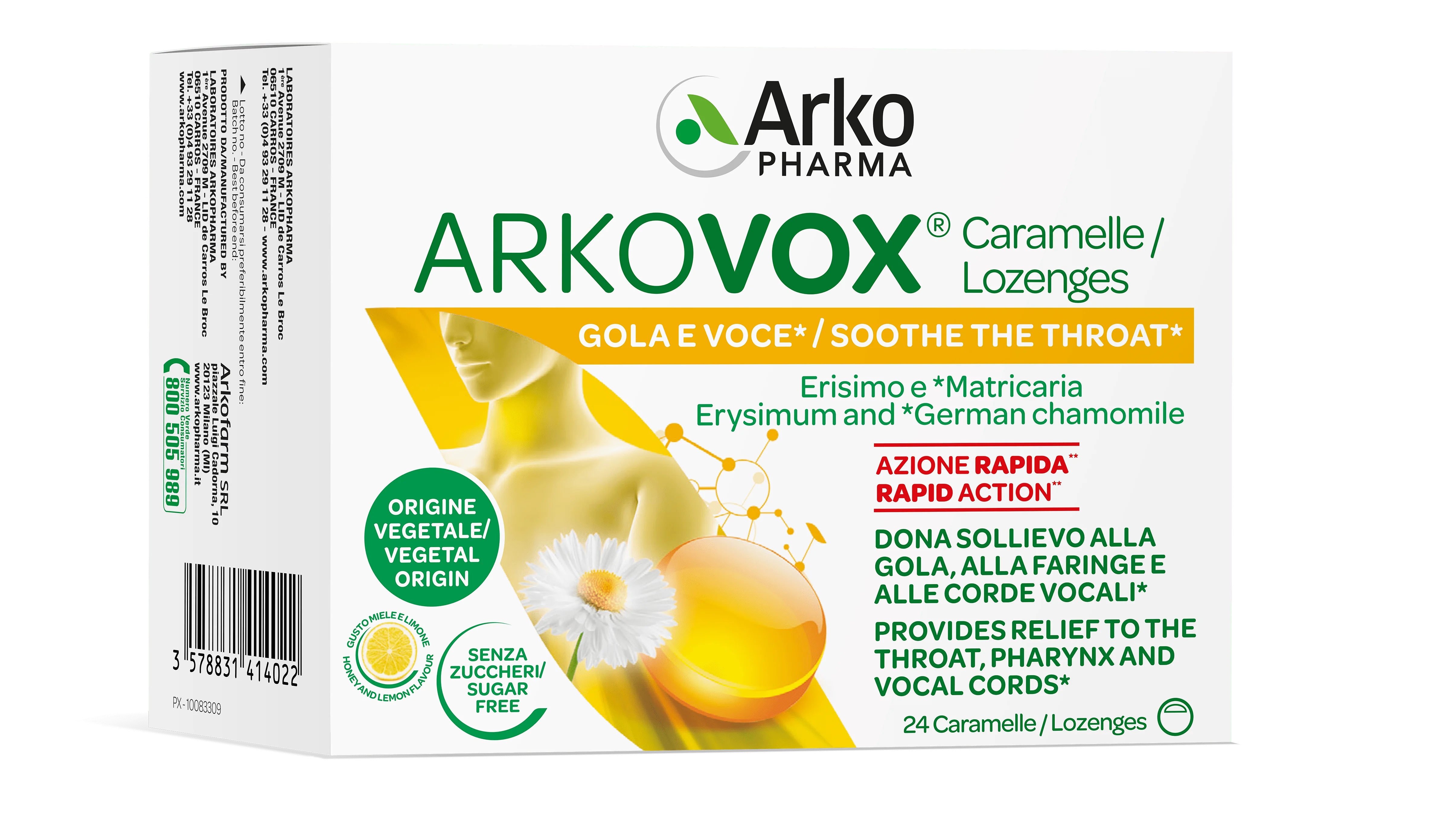 ARKOPHARMA Arkopharma Arkovox Honing Citroen 24 snoepjes Verlichting van stem en keel