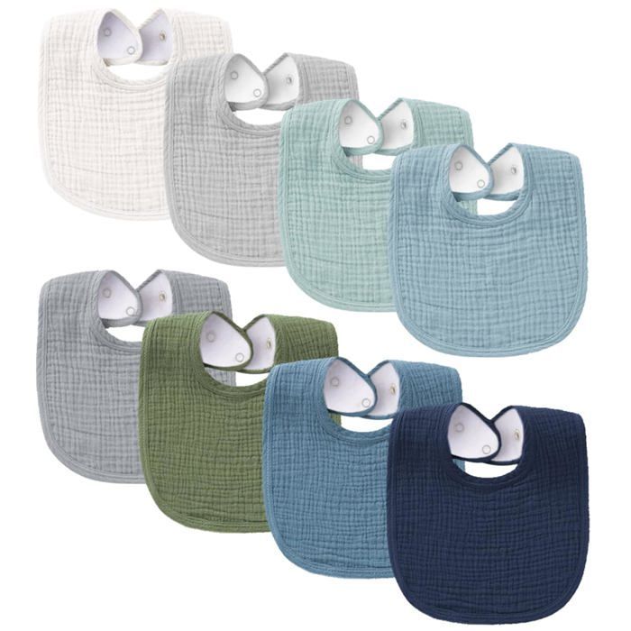 Lot de 8 bavoirs bandana en mousseline de coton pour bébé - Bavoirs doux et absorbants, unisexes, pour garçons et filles, idéaux