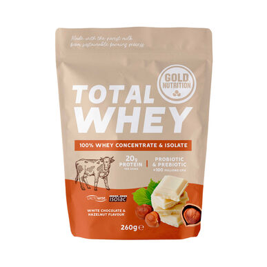 GOLDNUTRITION Valkosuklaa-hasselpähkinäproteiinijauhe 260g 260g