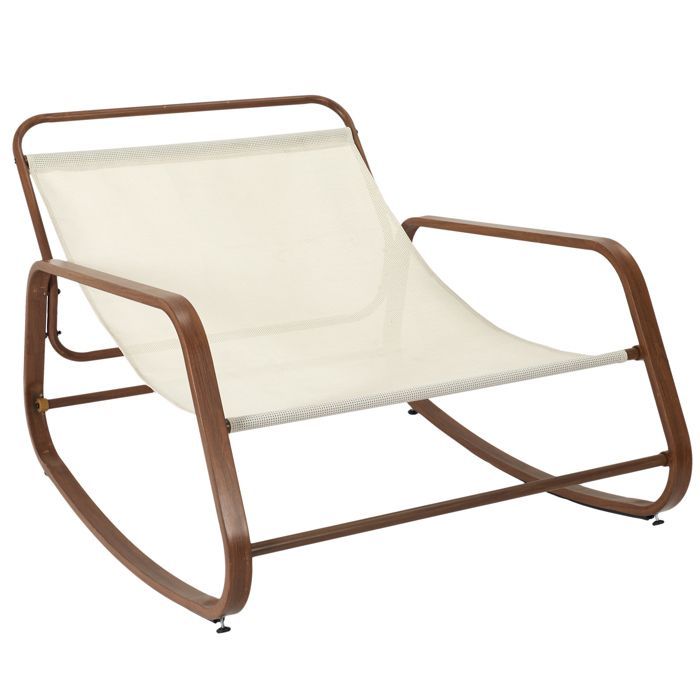 Schommelstoel - Home Deco Factory - Miami - Houtnerf - Beige en bruin