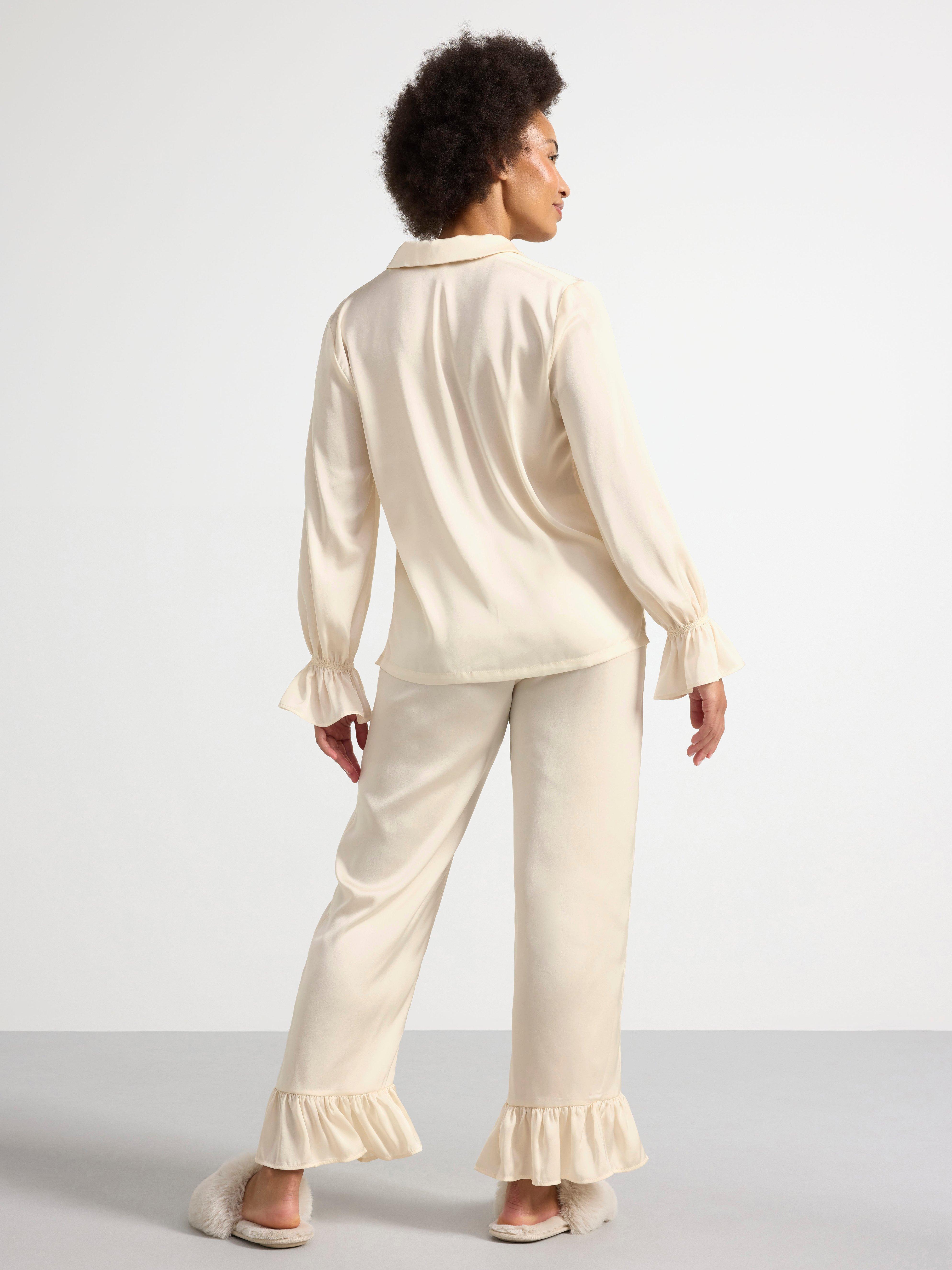 Pyjamasbyxor en satin blanc