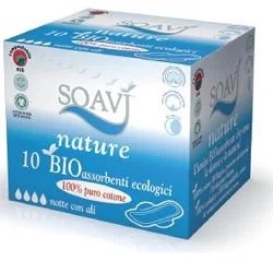 SOAVÌ Soavì Nature Bio Night Damenbinden mit Flügeln, 10 Stück