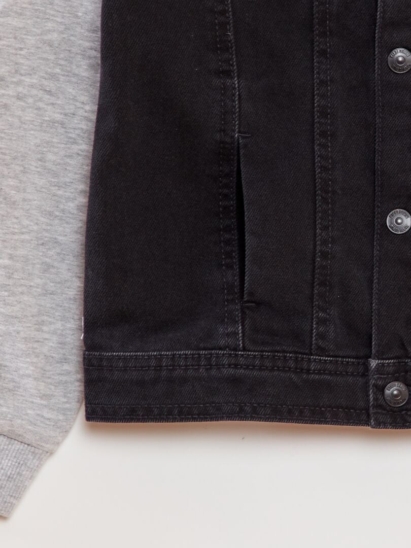 Chaqueta con capucha bicolor - GRIS