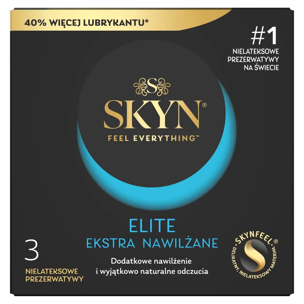 Skyn Elite Ekstra Nawilżane Prezerwatywy, 3 Sztuki