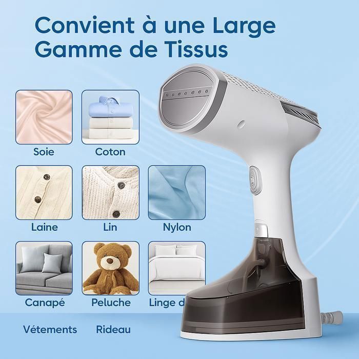 Defroisseur Vapeur Vertical ,1500W Steamer Defroisseur a Main ,300 ml Defroisseur Vetement , Fer a Repasser Voyage , 20s Chauffer