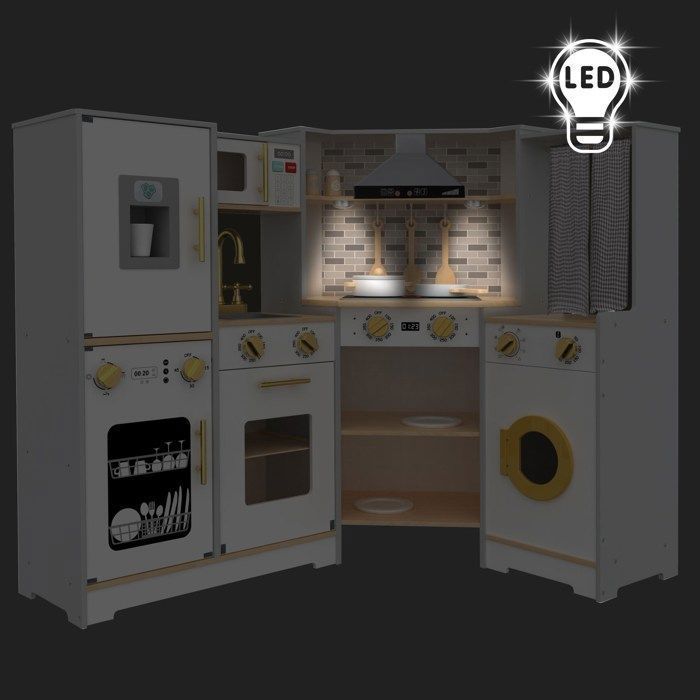 Cuisine Enfant - MAMABRUM - XXL - Bois - Éléments interactifs - Éclairage LED