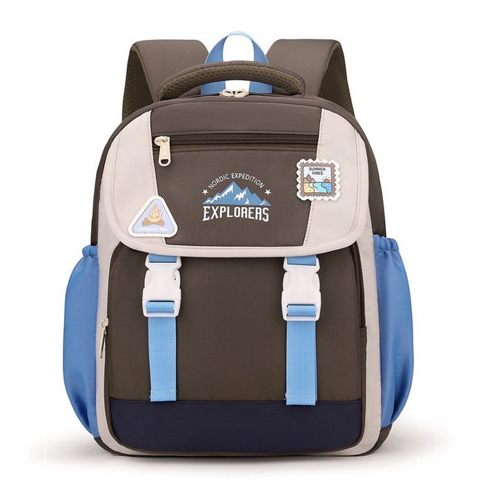 Mochila infantil de nailon para jardín de infancia - 28x12x34cm - Mochila escolar ligera para niños y niñas - Marrón